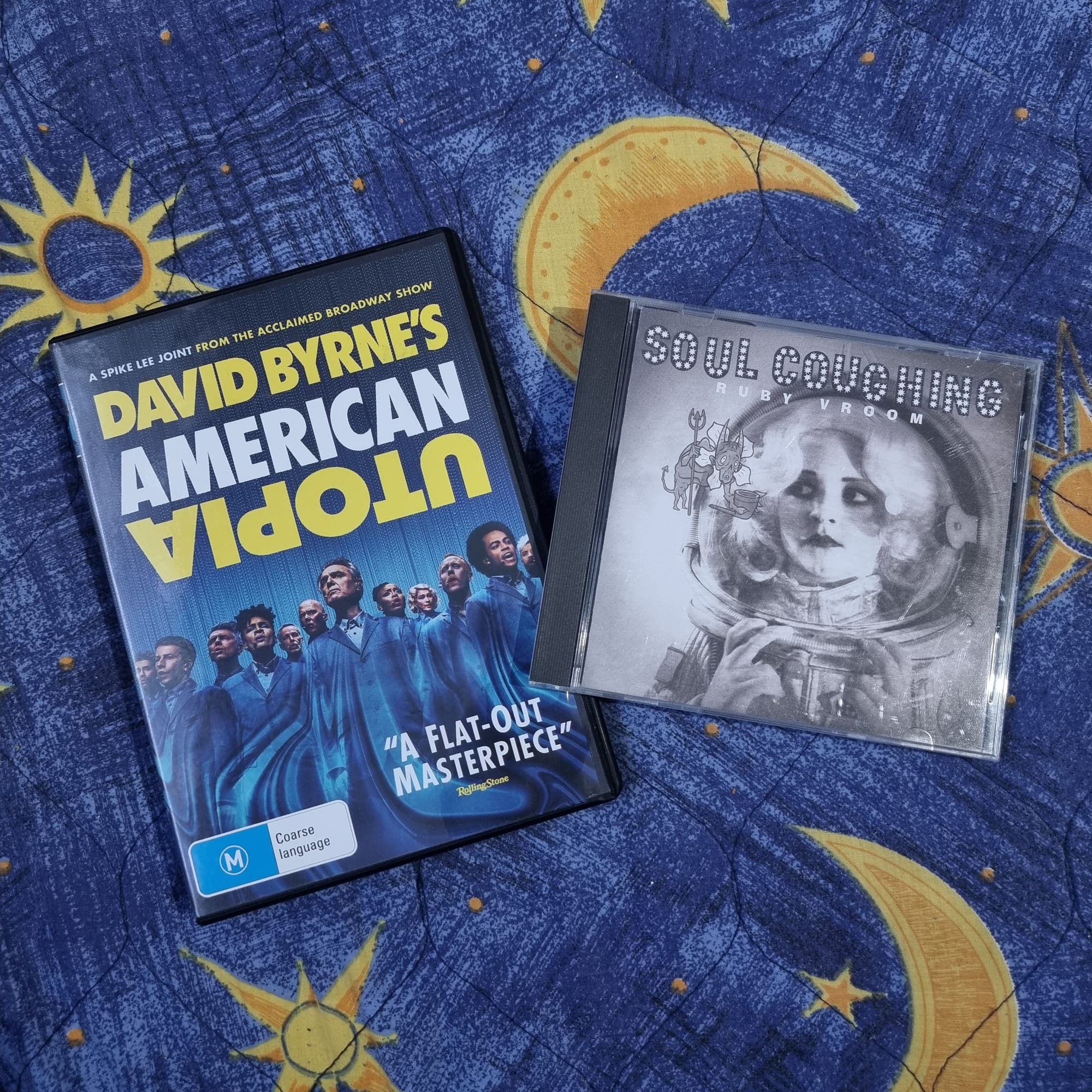 David Byrne's American Utopia DVD and Soul Coughing Ruby Vroom CD.